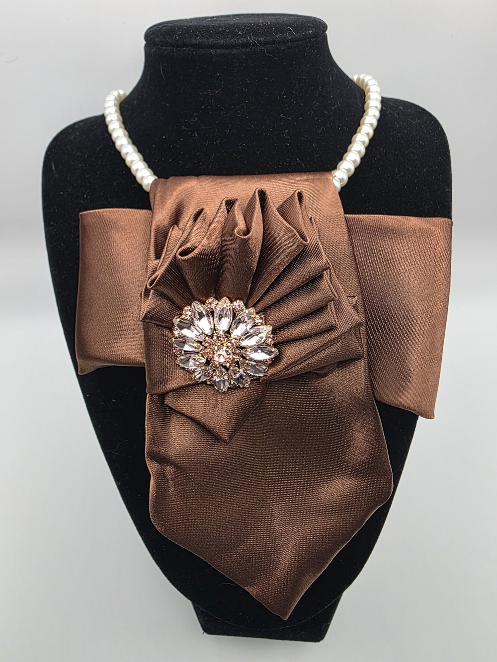 Tie Necklace | Brown Satin